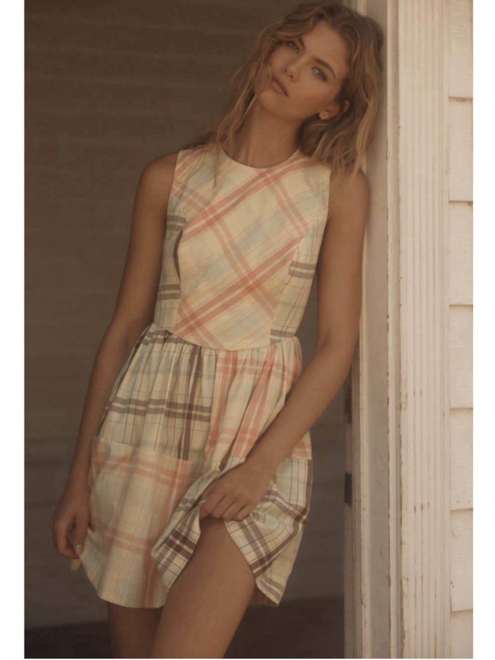 NWT Anthropologie LyreBird Sleeveless Plaid Nap MiniDress Size:L MSRP:$98 Cotton